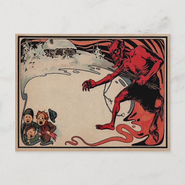 Vintager Viktorianischer Krampus Postkarte (Vorderseite)