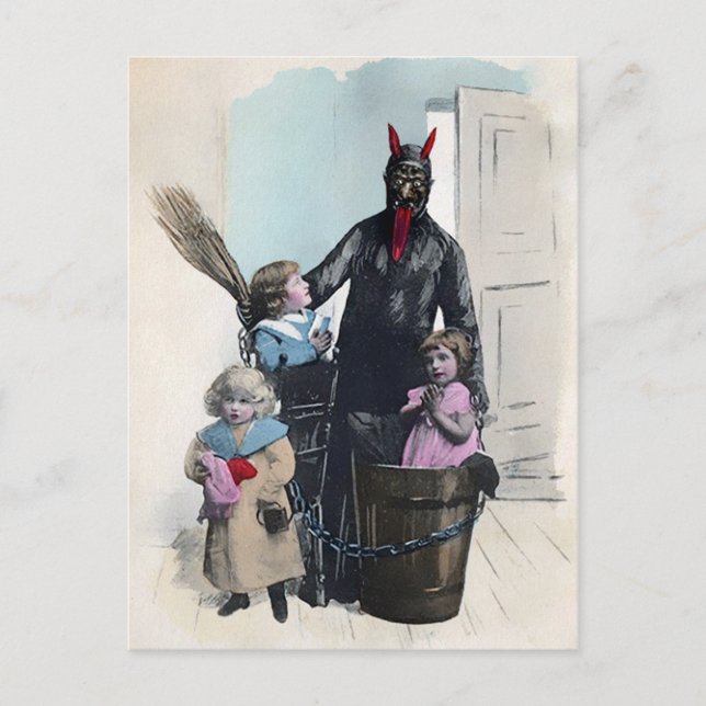 Vintager Viktorianischer Krampus Postkarte (Vorderseite)