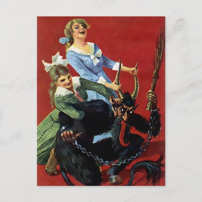 Vintager Viktorianischer Krampus Postkarte (Vorderseite)