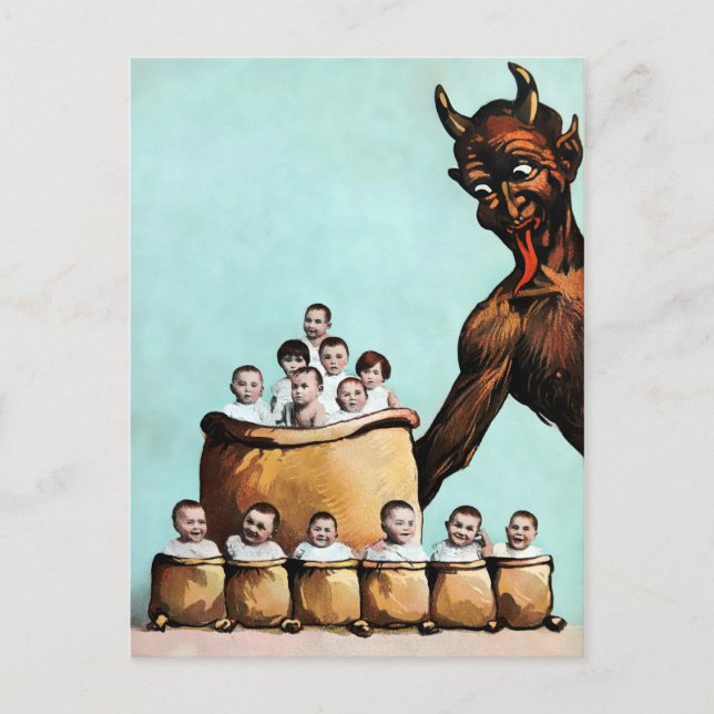 Vintager Viktorianischer Krampus Postkarte (Vorderseite)