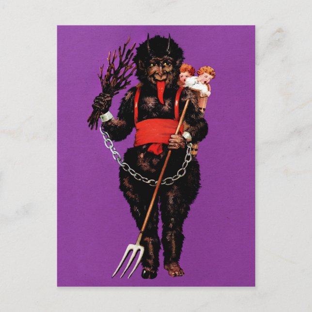 Vintager Viktorianischer Krampus Postkarte (Vorderseite)