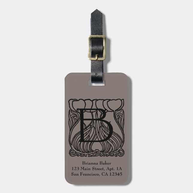 Vintager Viktorianischer Monogramm-Letter B, Blume Gepäckanhänger (Vorderseite vertikal)