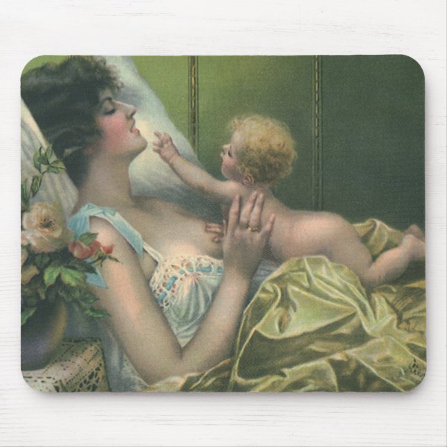 Vintager Viktorianischer Muttertag, Mama mit Baby Mousepad (Vorne)