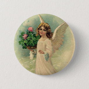 Vintager Viktorianischer Osterangel mit Blume Button