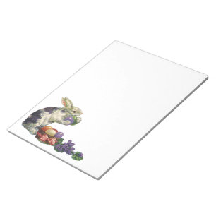 Vintager Viktorianischer Osterhase, Blume und Eier Notizblock