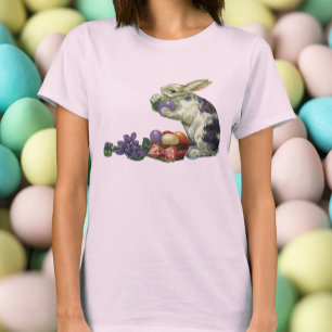 Vintager Viktorianischer Osterhase, Blume und Eier T-Shirt
