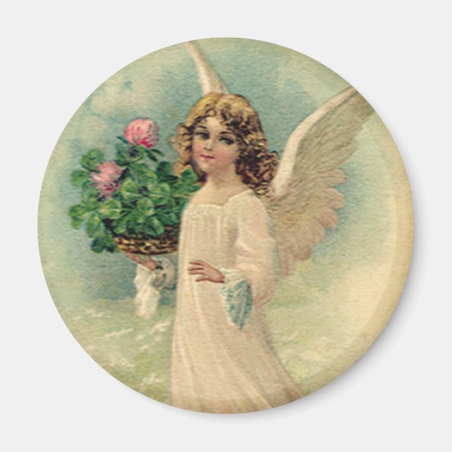 Vintager viktorianischer Ostern-Engel mit Blumen Magnet (Vorne)