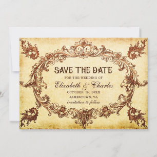 Vintager Viktorianischer Rahmen Hochzeitsszenario  Save The Date