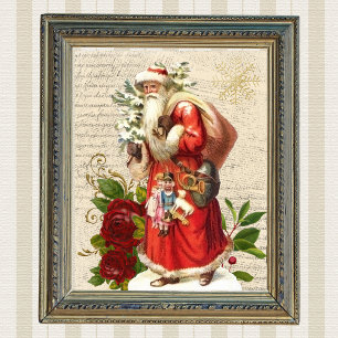 Vintager Viktorianischer Santa Claus Antiquitätend Poster