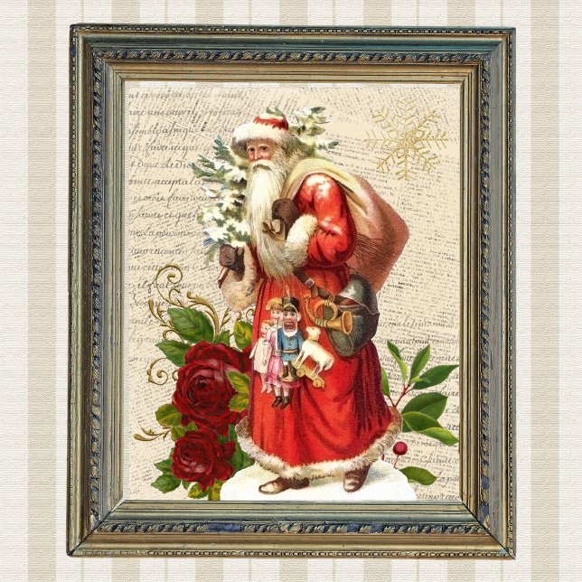 Vintager Viktorianischer Santa Claus Antiquitätend Poster (Vintage Christmas Poster)