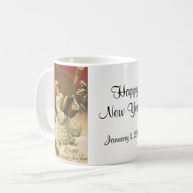 Vintager Viktorianischer Silvester Champagne Angel Tasse (Vorderseite Links)