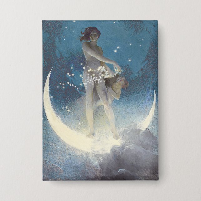 Vintager Viktorianischer Star Scattering Angels Button (Vorderseite)