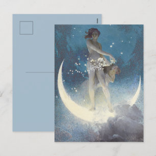 Vintager Viktorianischer Star Scattering Angels Feiertagspostkarte