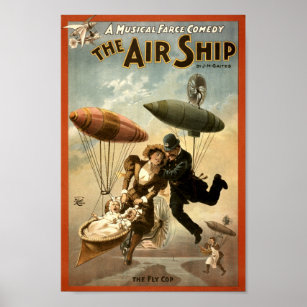 Vintager Viktorianischer Steampunk "The Air Ship" Poster