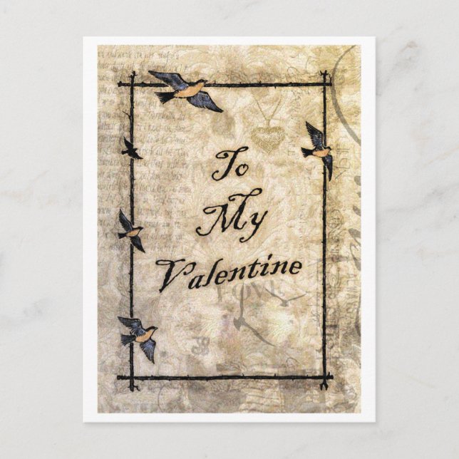 Vintager viktorianischer Stil Valentine Postkarte (Vorderseite)