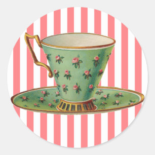 Vintager Viktorianischer Tee-Cup Runder Aufkleber