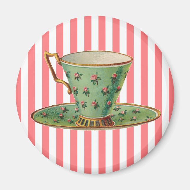 Vintager Viktorianischer Teecup Magnet (Vorne)