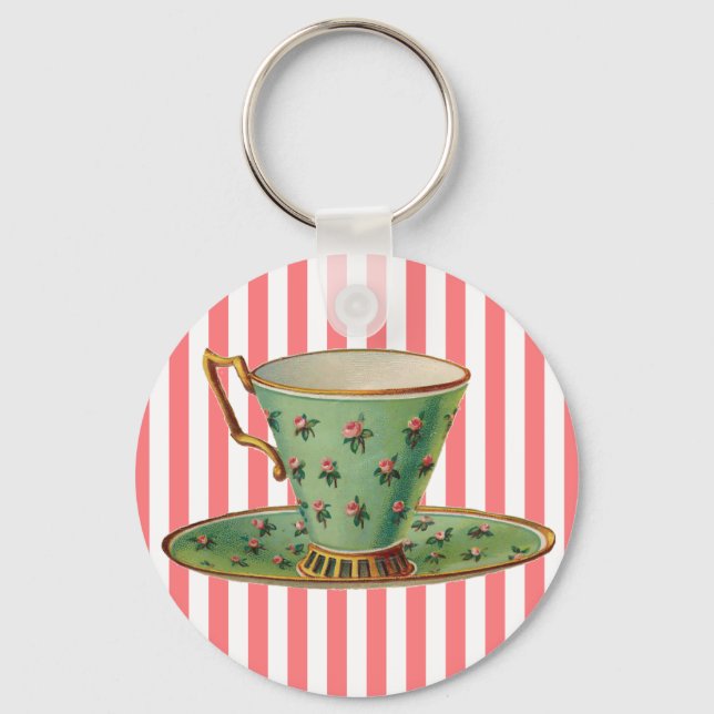 Vintager Viktorianischer Teecup Schlüsselanhänger (Vorderseite)