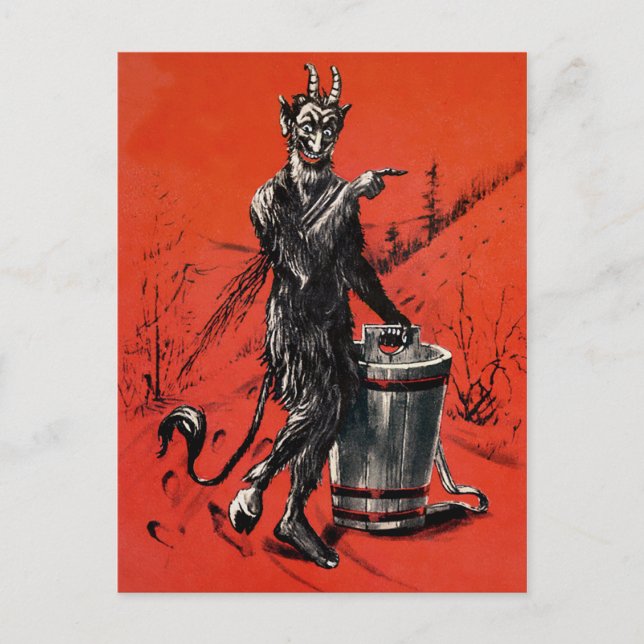 Vintager Viktorianischer Teufel Krampus Postkarte (Vorderseite)