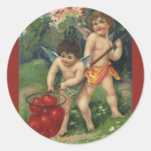 Vintager Viktorianischer Valentinstag, Angebot der Runder Aufkleber