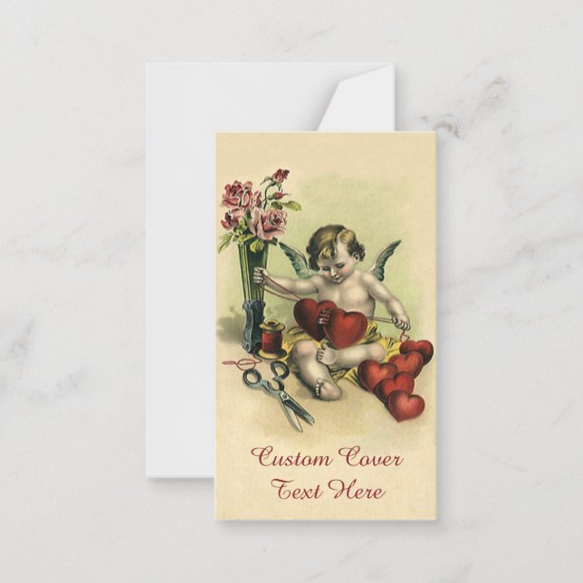 Vintager Viktorianischer Valentinstag Angel Seamst Mitteilungskarte (Vorderseite)