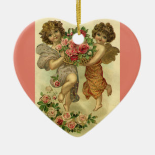 Vintager Viktorianischer Valentinstag, Angels Rose Keramikornament