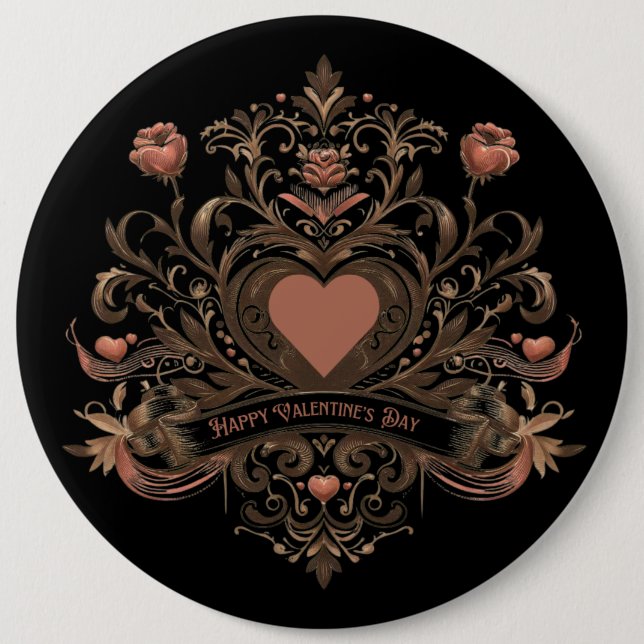 Vintager, Viktorianischer Valentinstag Button (Vorderseite)