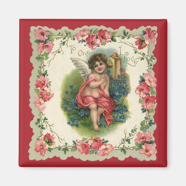 Vintager Viktorianischer Valentinstag-Cherub am Te Magnet (Vorne)