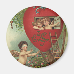 Vintager Viktorianischer Valentinstag Cherubs Tree Magnet