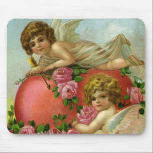 Vintager Viktorianischer Valentinstag Engel Herzli Mousepad