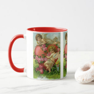 Vintager Viktorianischer Valentinstag Engel Herzli Tasse