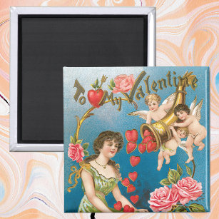 Vintager Viktorianischer Valentinstag Engel mit Gi Magnet