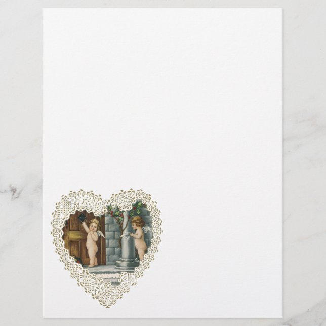 Vintager Viktorianischer Valentinstag, Engel w Let Flyer (Vorne)