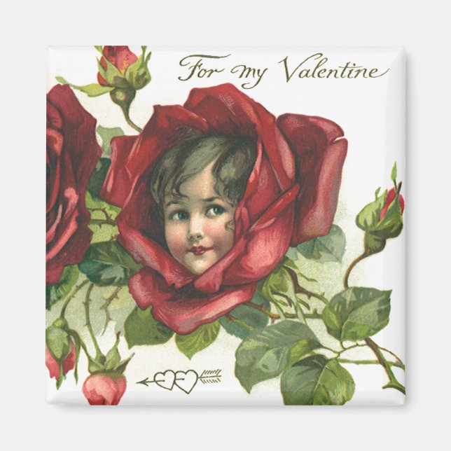Vintager Viktorianischer Valentinstag, Gesichter b Magnet (Vorne)