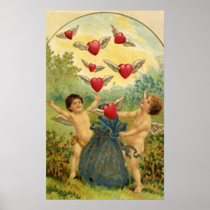 Vintager Viktorianischer Valentinstag, Herbergen H Poster