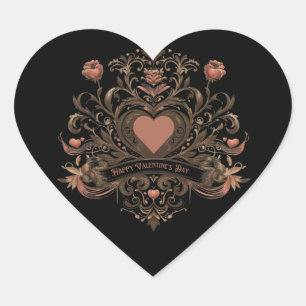 Vintager, Viktorianischer Valentinstag Herz-Aufkleber
