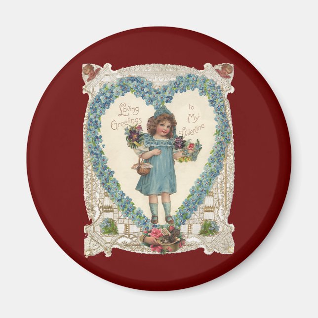 Vintager Viktorianischer Valentinstag, Herzkranz Magnet (Vorne)