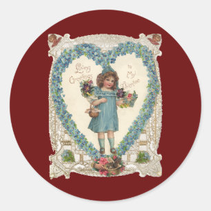 Vintager Viktorianischer Valentinstag, Herzkranz Runder Aufkleber