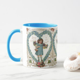 Vintager Viktorianischer Valentinstag, Herzkranz Tasse