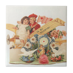 Vintager Viktorianischer Valentinstag, Kinder im F Fliese