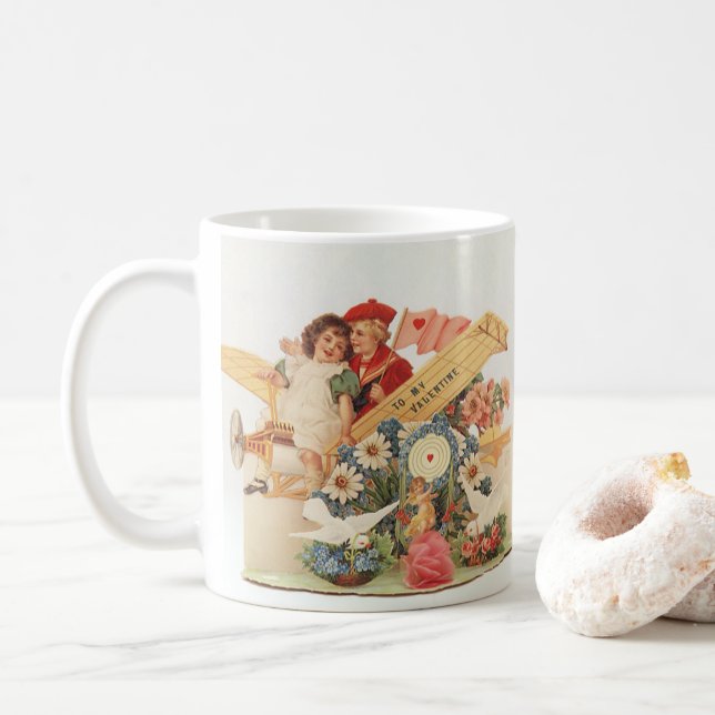 Vintager Viktorianischer Valentinstag, Kinder im F Tasse (Mit Donut)