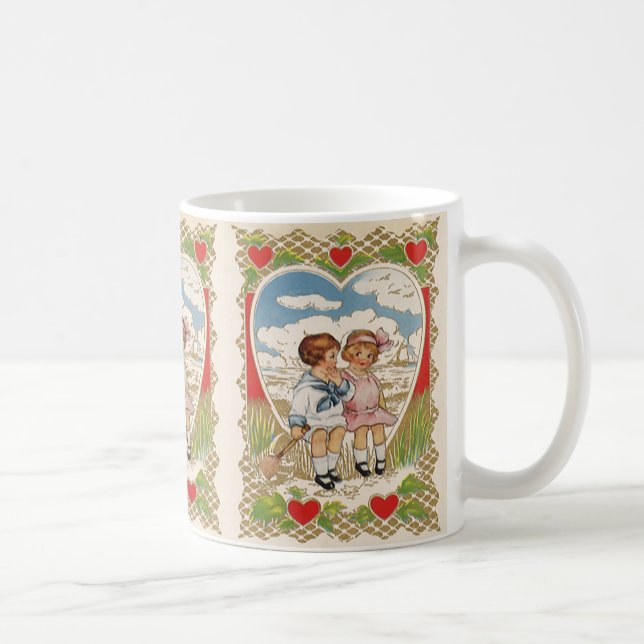 Vintager Viktorianischer Valentinstag Kinder im He Kaffeetasse (Rechts)
