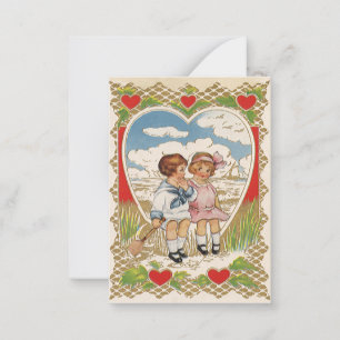 Vintager Viktorianischer Valentinstag Kinder im He Mitteilungskarte