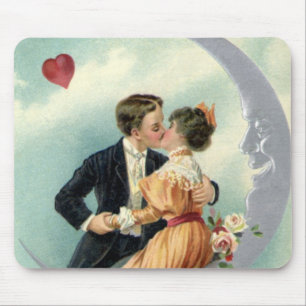 Vintager Viktorianischer Valentinstag Kuss auf dem Mousepad