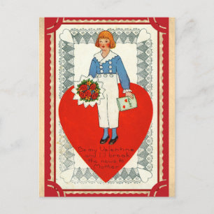 Vintager Viktorianischer Valentinstag Niedliches G Postkarte