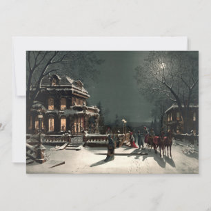 Vintager Viktorianischer Weihnachtsabend Feiertagskarte