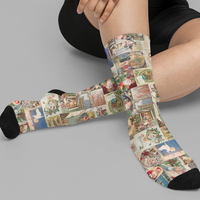 Vintager Viktorianischer Weihnachtsfeiertag Socken (Von Creator hochgeladen)
