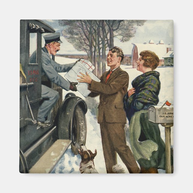 Vintager Viktorianischer Weihnachtsversand Magnet (Vorne)