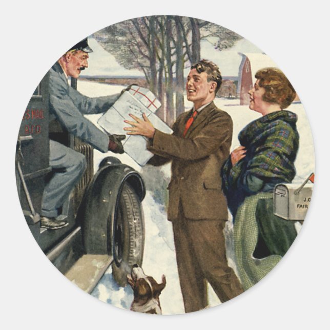 Vintager Viktorianischer Weihnachtsversand Runder Aufkleber (Vorderseite)