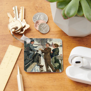 Vintager Viktorianischer Weihnachtsversand Schlüsselanhänger